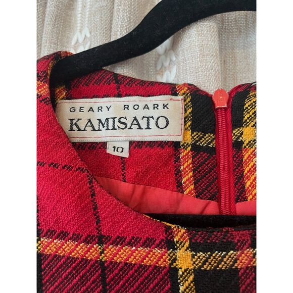 Geary Roark Kamisato vintage red plaid drop waist studded mini dress - Picture 2 of 5